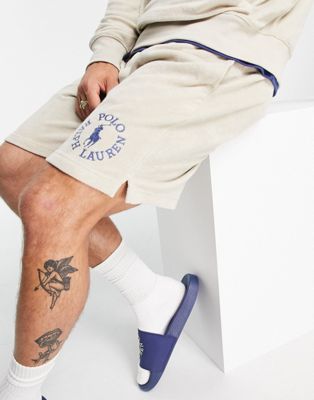 Polo Ralph Lauren x ASOS exclusive collab terry towelling shorts in stone with small circle logo  - ASOS Price Checker