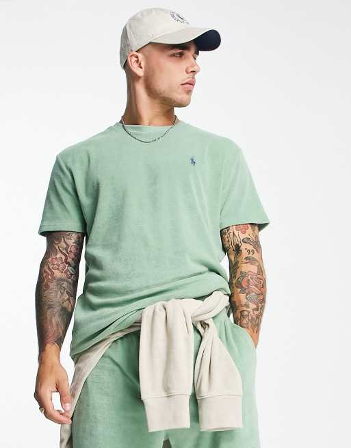 Polo Ralph Lauren x ASOS exclusive collab terry towelling t-shirt in green  with back print logo | ASOS