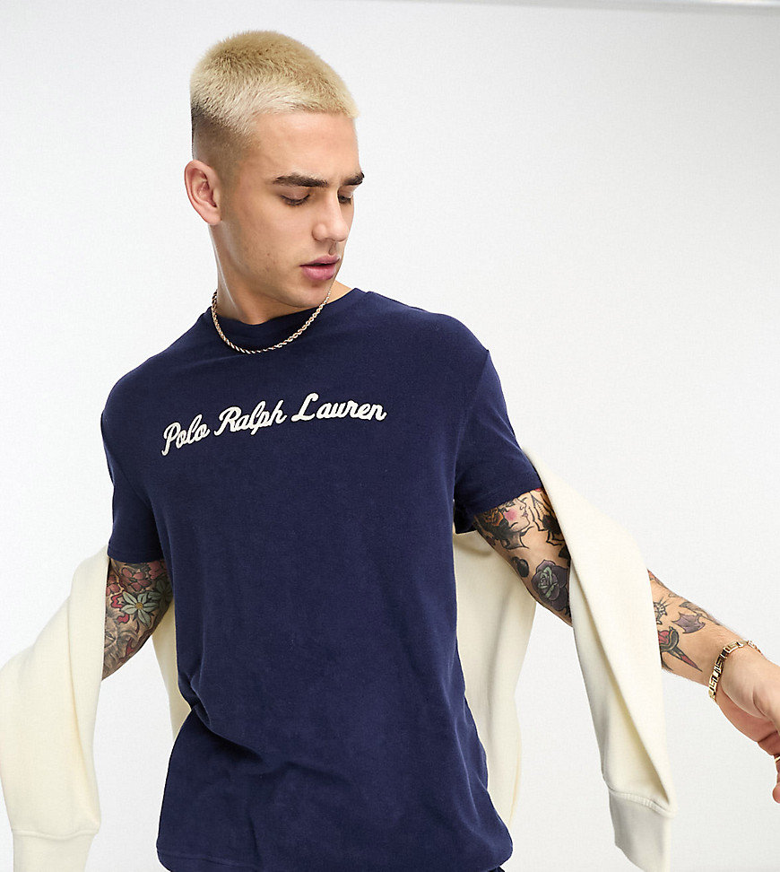 Polo Ralph Lauren x ASOS exclusive collab terry towelling t-shirt in navy with chest script logo