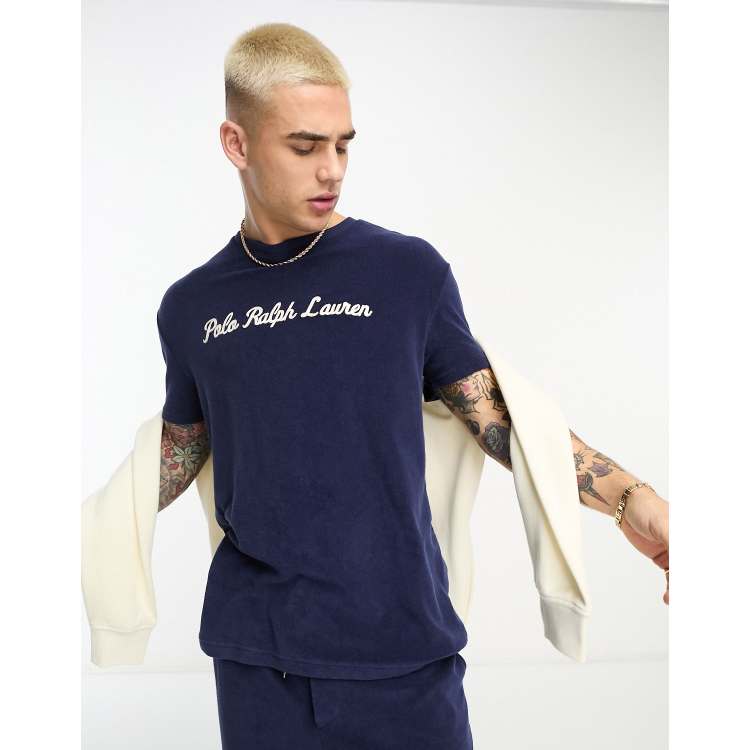 Polo Ralph Lauren x ASOS exclusive collab terry towelling t shirt in navy with chest script logo