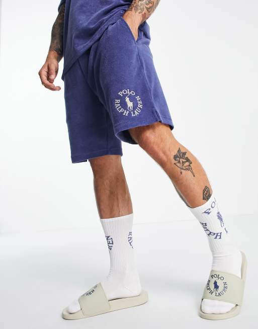 Polo Ralph Lauren x ASOS Exclusive collab terrycloth shorts in navy with small circle logo 