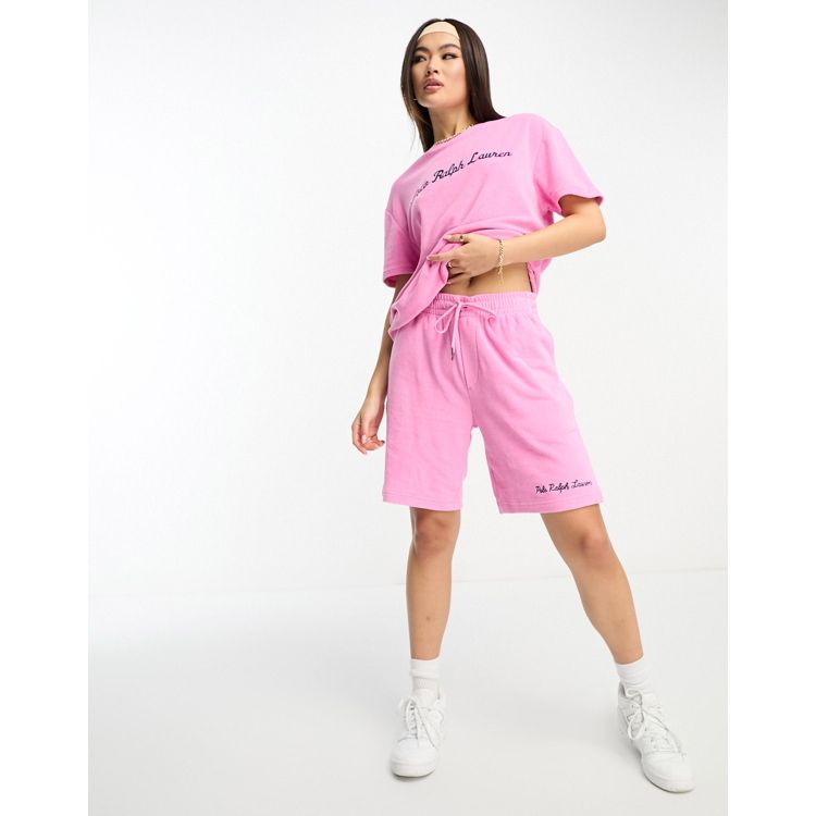 Polo Ralph Lauren x ASOS exclusive collab terrycloth shorts in pink with  logo | ASOS