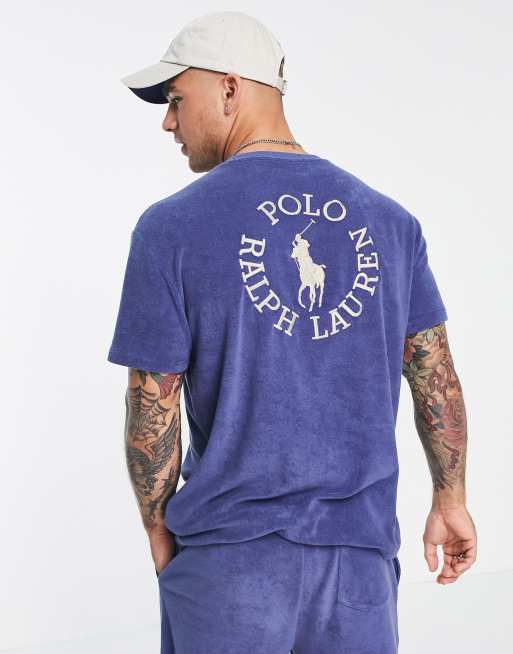 Polo Ralph Lauren x ASOS Exclusive collab terrycloth T shirt in navy with back print logo