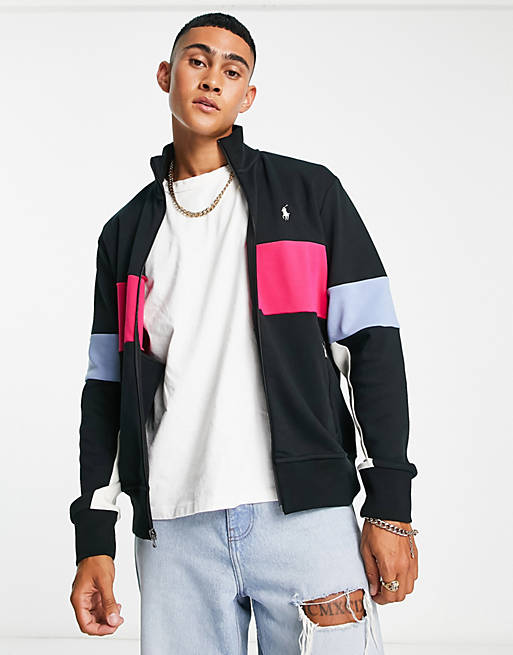 Polo Ralph Lauren x ASOS exclusive collab track jacket in black pink color  block | ASOS