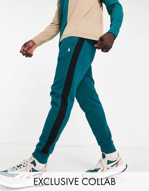 Polo Ralph Lauren x ASOS exclusive collab trackies in green with side stripe and pony logo