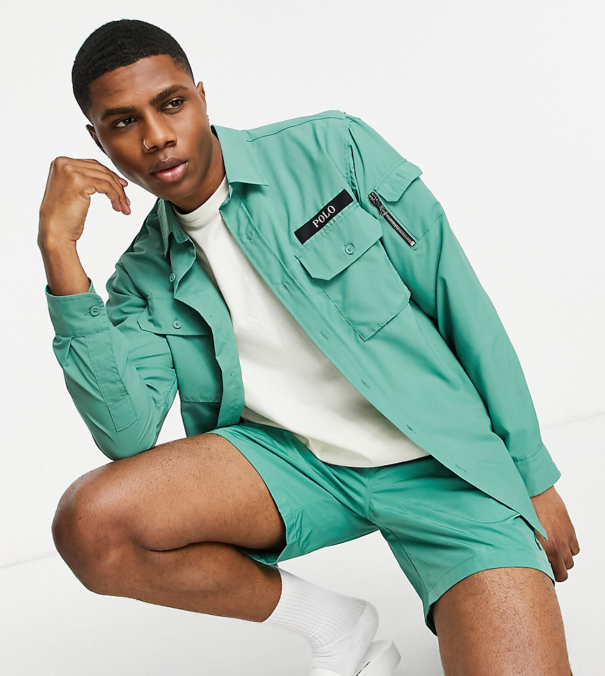 Polo Ralph Lauren x ASOS exclusive collab utility overshirt in green with backprint pony logo
