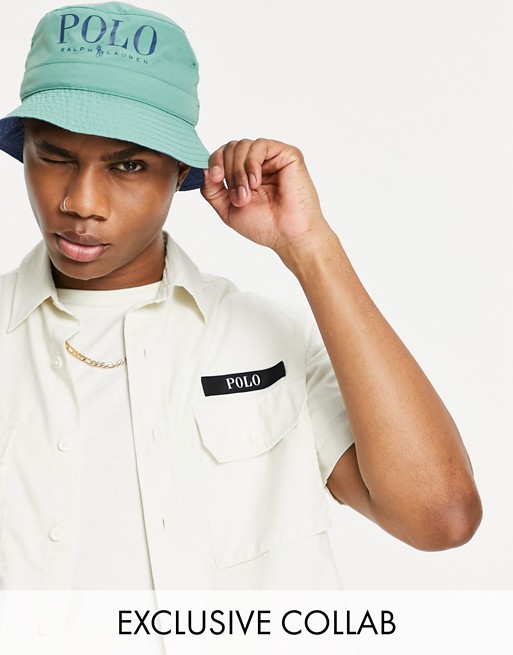 Polo Ralph Lauren x ASOS exclusive collab utility short sleeve overshirt in cream with backprint pony logo