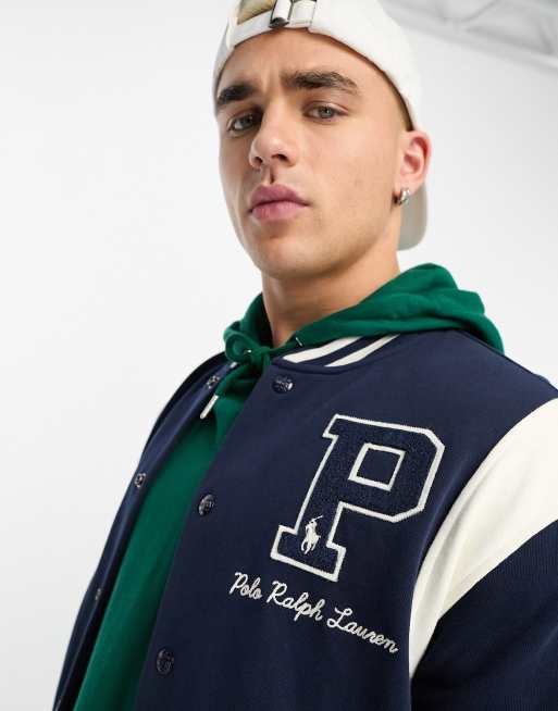 Polo Ralph Lauren x ASOS exclusive collab varsity bomber jacket sweat in navy with logo