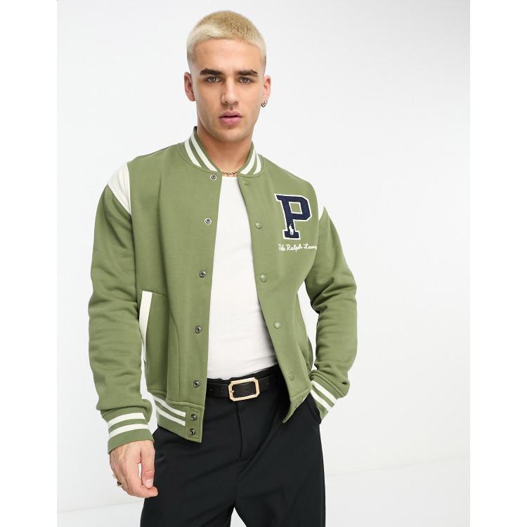 Olive green bomber on sale jacket with patches