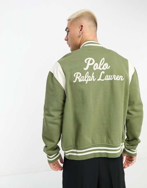 Olive Green Women Varsity Bomber Jacket