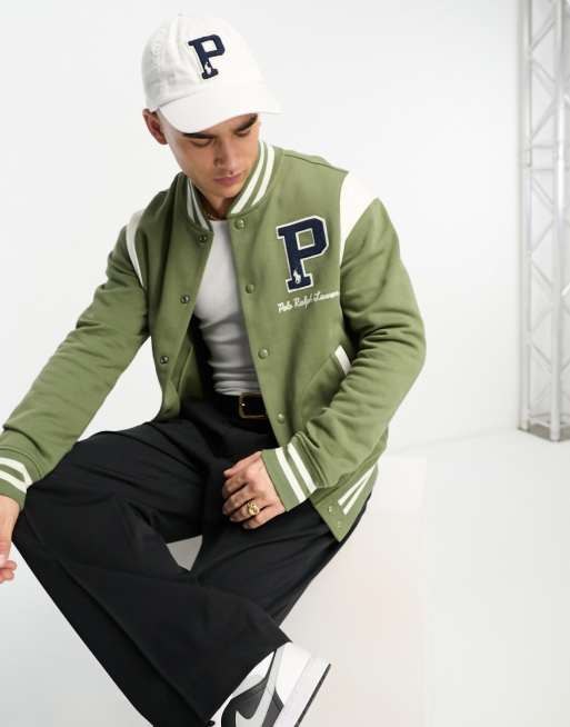 Cotton Blend Varsity Jacket in Green - Polo Ralph Lauren