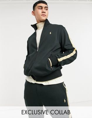 Polo Ralph Lauren x ASOS exclusive collab zip thru track jacket with gold tipping and logo-Black