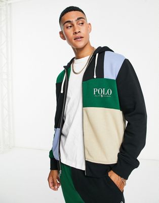 Polo Ralph Lauren x ASOS exclusive collab zip up hoodie in colour block - ASOS Price Checker