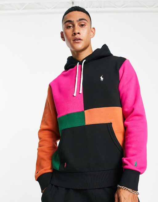 Polo Ralph Lauren x ASOS - Hættetrøje med pink farveblok-design og logo - Kun hos ASOS