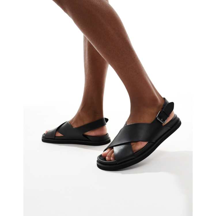 Polo Ralph Lauren Zane cross over sandal in black | ASOS