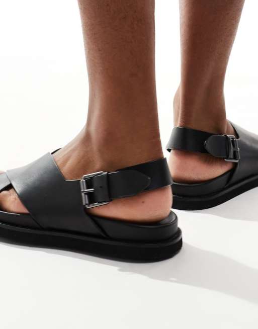 2025年　Ralph Lauren ZANE レザー サンダル　ブラック Zane レザー サンダル（サンダル）｜POLO RALPH LAUREN（ポロ ラルフ