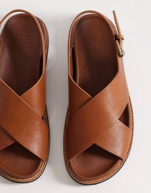 Polo Ralph Lauren zane leather sandals in brown