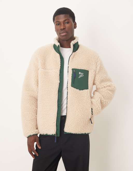 Polo Ralph Lauren – Zapinana na suwak kremowa kurtka z kożuszka z logo