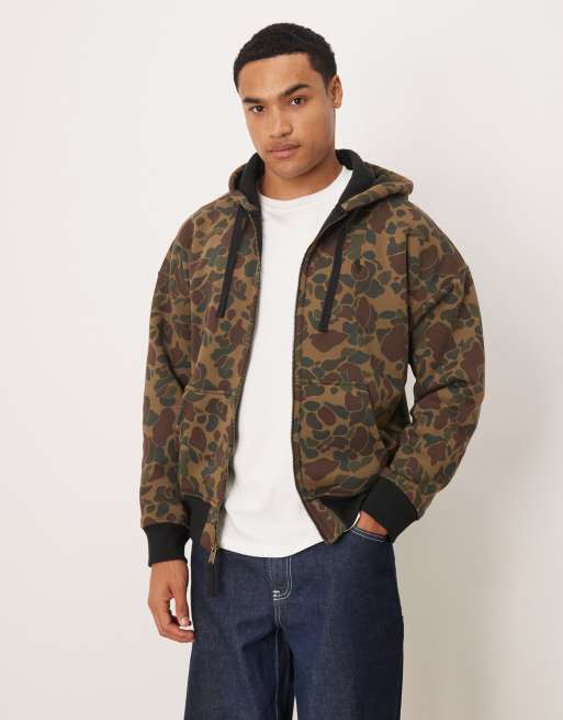 Polo Ralph Lauren – Zapinana na zamek bluza z kapturem we wzór moro w kolorze khaki