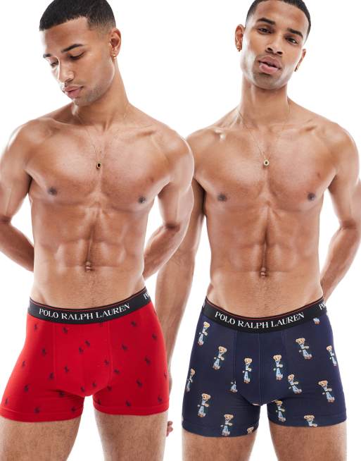 Polo Ralph Lauren – Zestaw 2 par bokserek w kolorach czerwonym i granatowym we wzór w logo
