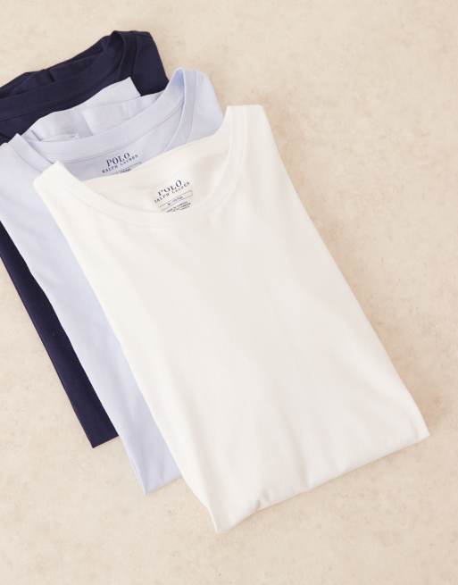 Polo Ralph Lauren – Zestaw 3 domowych T-shirtów w kolorze granatowym, białym i niebieskim