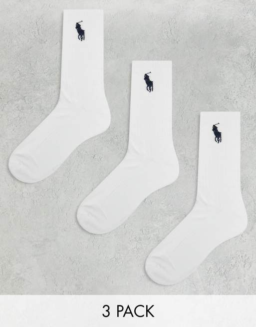 Polo Ralph Lauren – Zestaw 3 par białych sportowych skarpetek z logo