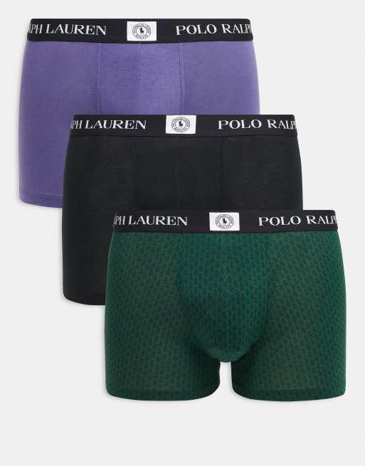 Polo Ralph Lauren – Zestaw 3 par bokserek w kolorach czarnym, fioletowym i zielonym