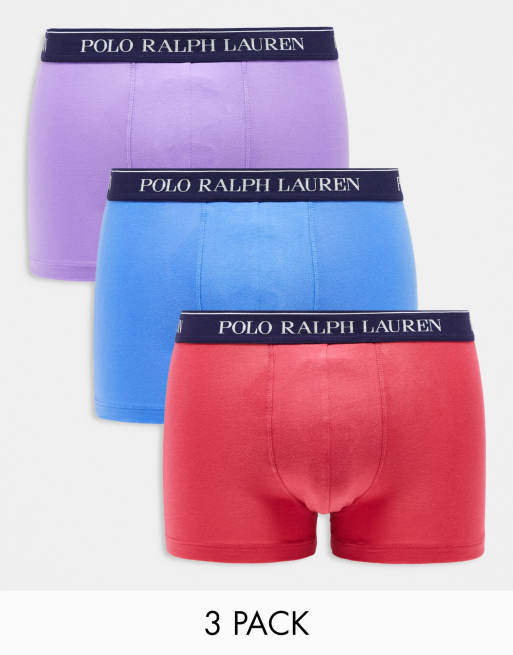 Polo Ralph Lauren – Zestaw 3 par bokserek w kolorach niebieskim, czerwonym i fioletowym