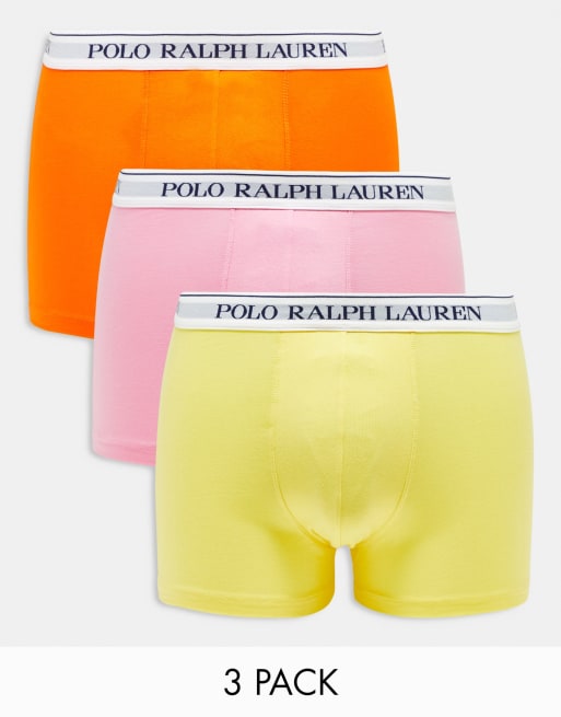 Polo Ralph Lauren – Zestaw 3 par bokserek w kolorach różowym, żółtym i pomarańczowym