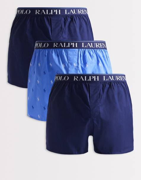 Polo Ralph Lauren – Zestaw 3 par bokserek z tkaniny w różnych odcieniach niebieskiego - view 1
