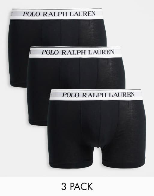 Polo Ralph Lauren – Zestaw 3 par czarnych bokserek z kontrastowym białym paskiem