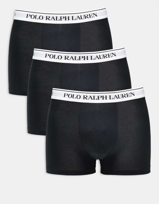 Polo Ralph Lauren – Zestaw 3 par czarnych klasycznych bokserek z białą taśmą w talii z logo