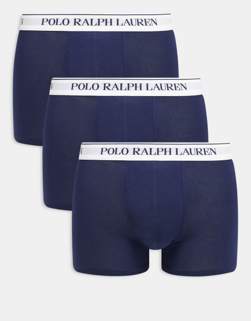 Polo Ralph Lauren – Zestaw 3 par klasycznych granatowych bokserek z białą taśmą w talii z kontrastowym logo