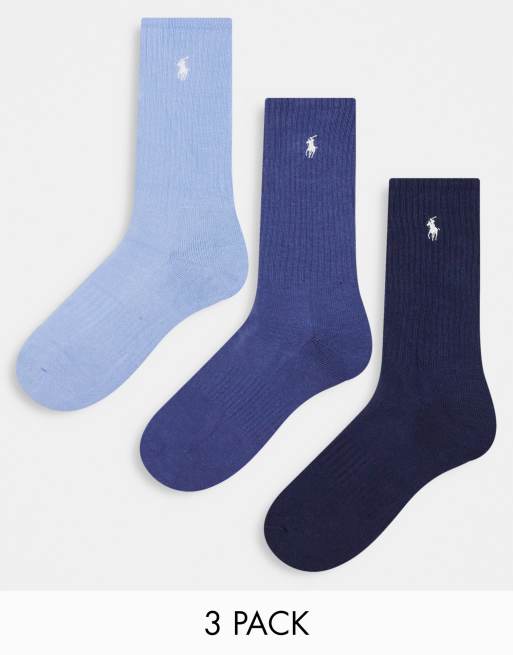 Polo Ralph Lauren – Zestaw 3 par skarpetek w kolorze granatowym i niebieskim z logo