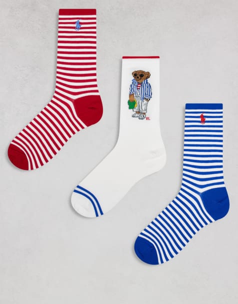 Polo Ralph Lauren – Zestaw 3 par skarpetek w różnych kolorach z nadrukiem z misiem - view 1