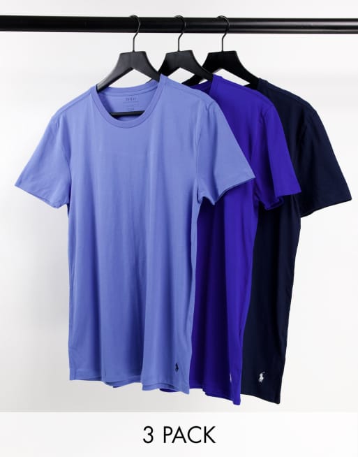 Polo Ralph Lauren – Zestaw 3 T-shirtów z logo gracza w kolorach granatowym, niebieskim i jasnoniebieskim