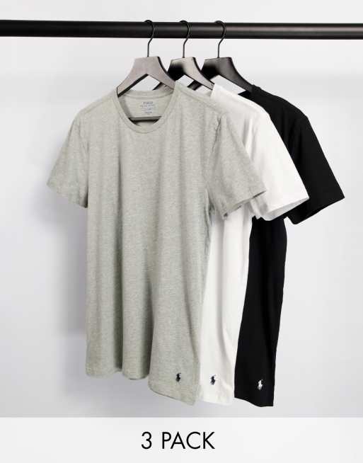 Polo Ralph Lauren – Zestaw 3 T-shirtów z logo w kolorach czarnym, szarym i białym