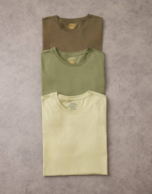 Polo Ralph Lauren – Zestaw 3 T-shirtów z logo w odcieniach zieleni