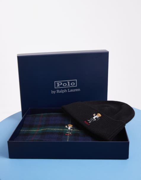 Polo Ralph Lauren zestaw prezentowy: szalik i czapka beanie z nadrukiem misia, wielokolorowy - view 1