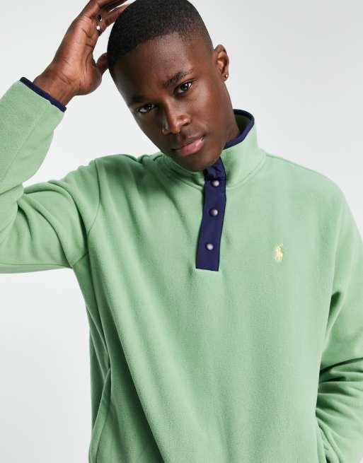Polo Ralph Lauren – Zielona bluza polarowa z logo i zamkiem pod szyją