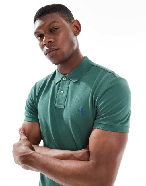 Polo Ralph Lauren – Zielona koszulka polo z piki o dopasowanym kroju z logo