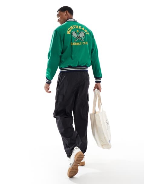 Polo Ralph Lauren – Zielona kurtka varsity z bawełnianej popeliny, z aplikacją z motywem klubu tenisowego na plecach - view 1