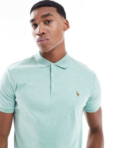 Polo Ralph Lauren icon logo pima cotton polo custom fit in green marl