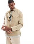 Polo Ralph Lauren zip front garment dyed oxford shirt jacket in tan-Brown