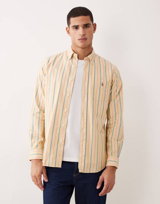 Polo Ralph Lauren – Żółto-zielona koszula z długimi rękawami, w paski