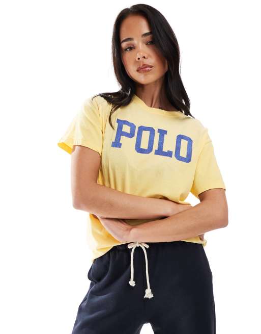Polo Ralph Lauren – Żółty T-shirt z nadrukiem na piersi