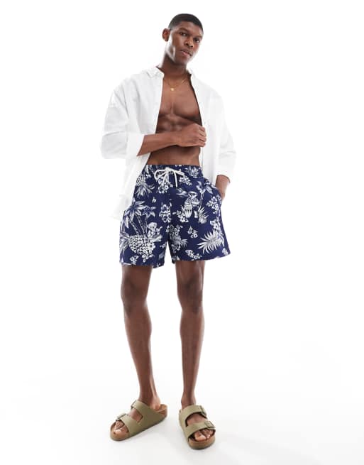Polo Ralph Lauren - Zwemshort met klassieke pasvorm, icoonlogo en 2-kleurige berenprint in donkerblauw