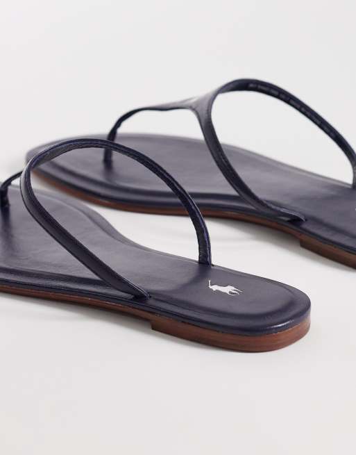 Polo Ralph - Sandali bassi blu con fascette sottili, 3 di 4
