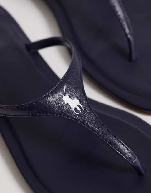 Polo Ralph - Sandali bassi blu con fascette sottili, 4 di 4