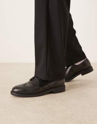 Polo Rlaph Lauren Asher smart leather wingtip shoes in black